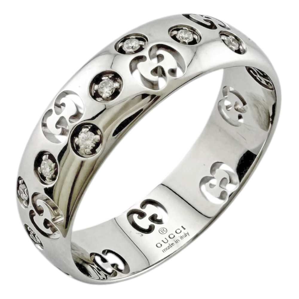 GUCCI 18k Silver Diamond Ring